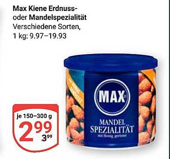 Max Kiene Erdnuss- oder Mandelspezialität, 1 kg