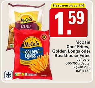 McCain Chef-Frites, Golden Longs oder Steakhouse-Frites gefrostet 600-750g Beutel