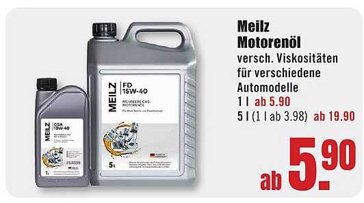 Meilz Motorenöl - verschiedene Viskositäten für verschiedene Automodelle