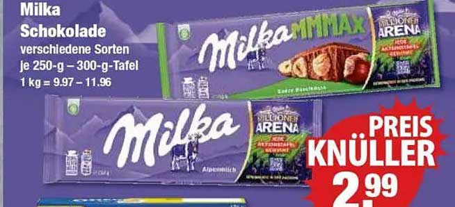 Milka Schokolade verschiedene Sorten je 250-g - 300-g-Tafel