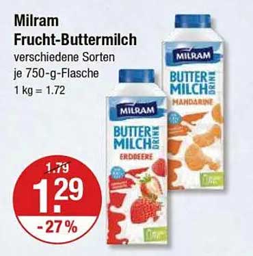 Milram Frucht-Buttermilch – verschiedene Sorten je 750-g-Flasche