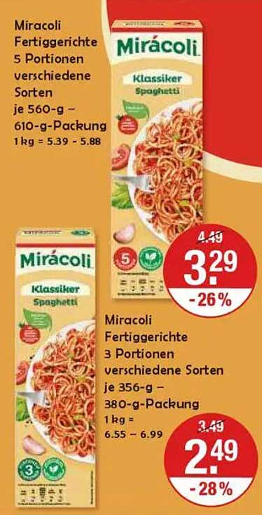 Miracoli Fertiggerichte 5 Portionen - Klassische Spaghetti
