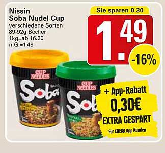 Nissin Soba Nudel Cup - verschiedene Sorten 89-92g