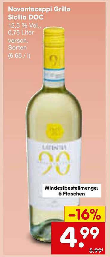 Novantaceppi Grillo Sicilia DOC 0,75 Liter