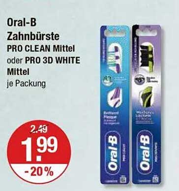Oral-B Zahnbürste PRO CLEAN Mittel oder PRO 3D WHITE Mittel je Packung