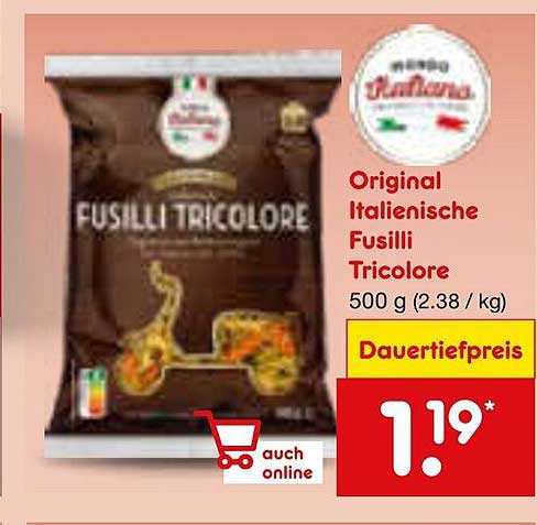 Original Italienische Fusilli Tricolore 500 g