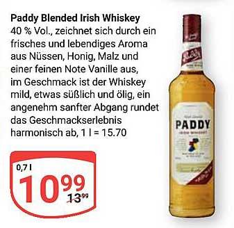 Paddy Blended Irish Whiskey 0,7L