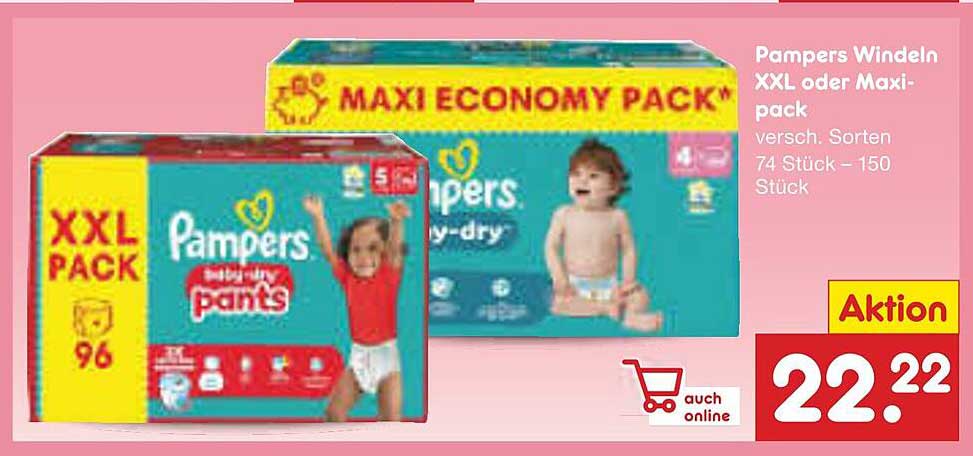 Pampers Windeln XXL oder Maxi-Pack, verschiedene Sorten – Aktion