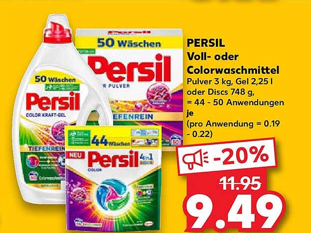 PERSIL Voll- oder Colorwaschmittel Pulver 3 kg, Gel 2,25 l oder Discs 748 g
