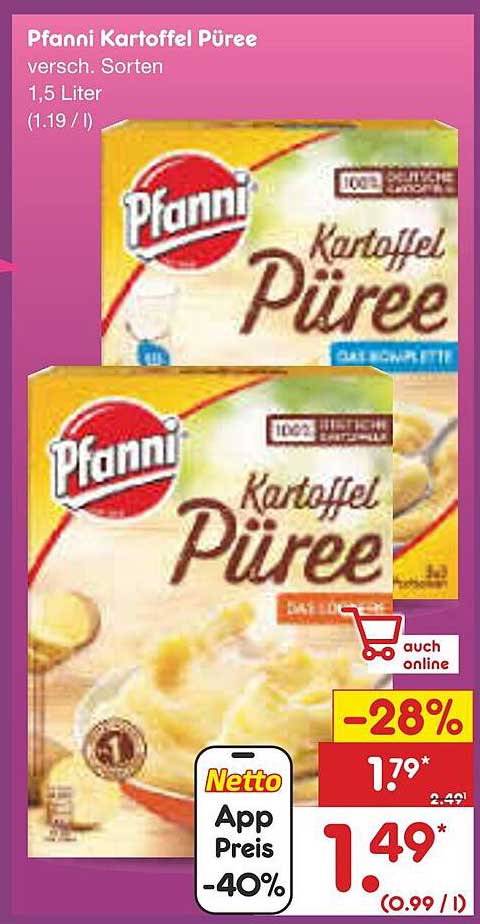Pfanni Kartoffel Püree 1,5 Liter - verschiedene Sorten