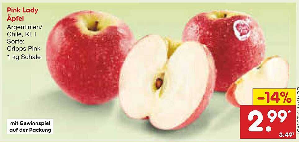 Pink Lady Äpfel - 1 kg Schale, Cripps Pink
