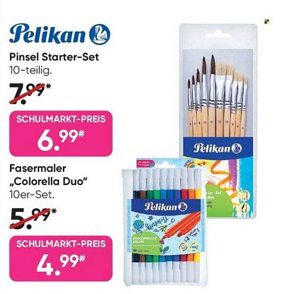 Pinsels Starter-Set 10-teilig und Fasermaler "Colorella Duo" 10er-Set