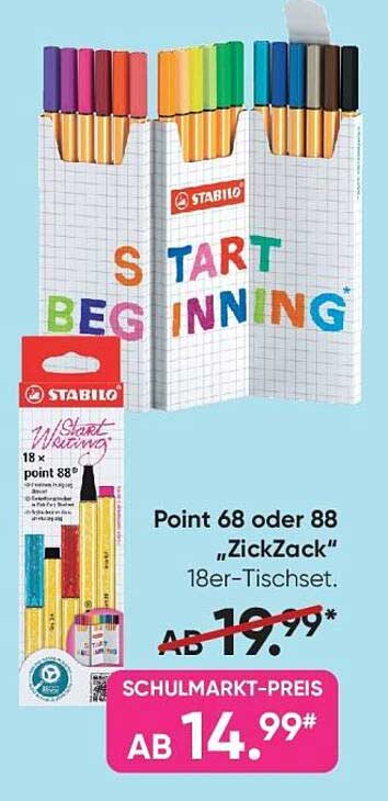 Point 68 oder 88 „ZickZack“ 18er-Tischset