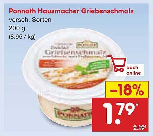 Ponnath Hausmacher Griebenschmalz 200 g - Verschiedene Sorten