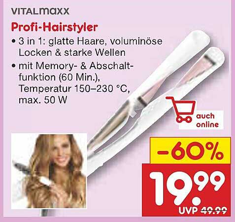 Profi-Hairstyler von VITALMAXX - 3 in 1 für glatte Haare, voluminöse Locken & starke Wellen