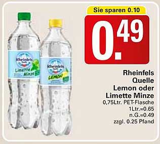 Rheinfels Quelle Lemon oder Limette Minze 0,75L PET-Flasche