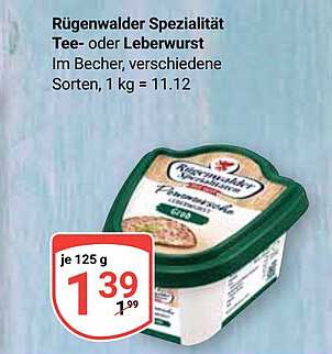 Rügenwalder Spezialität Tee- oder Leberwurst im Becher