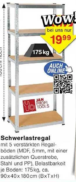 Schwerlastregal mit 5 verstärkten Regal-böden