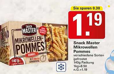 Snack Master Mikrowellen Pommes 140g