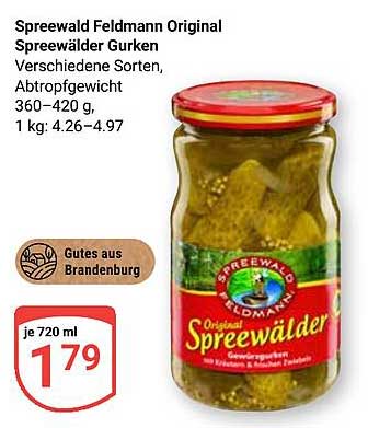 Spreewald Feldmann Original Spreewälder Gurken 720 ml
