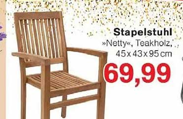 Stapelsstuhl »Netty«, Teakholz, 45 x 43 x 95 cm