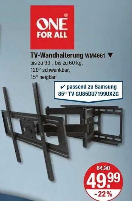 TV-Wandhalterung WM4661 bis 90", bis 60 kg, 120° schwenkbar