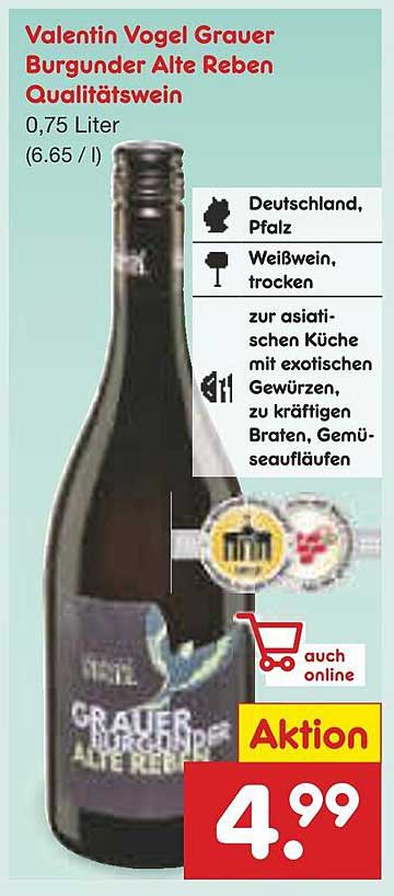 Valentin Vogel Grauer Burgunder Alte Reben Qualitätswein 0,75 Liter