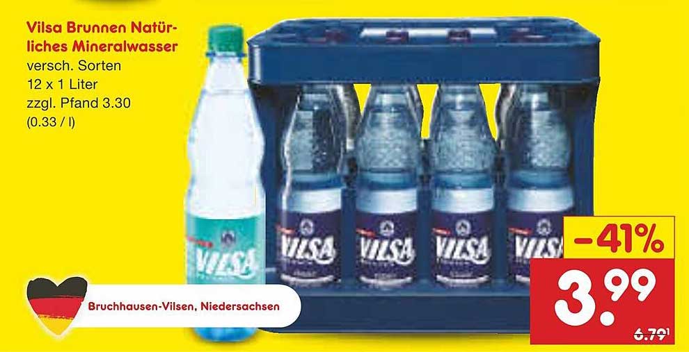 Vilsa Brunnen Natürliches Mineralwasser 12 x 1 Liter