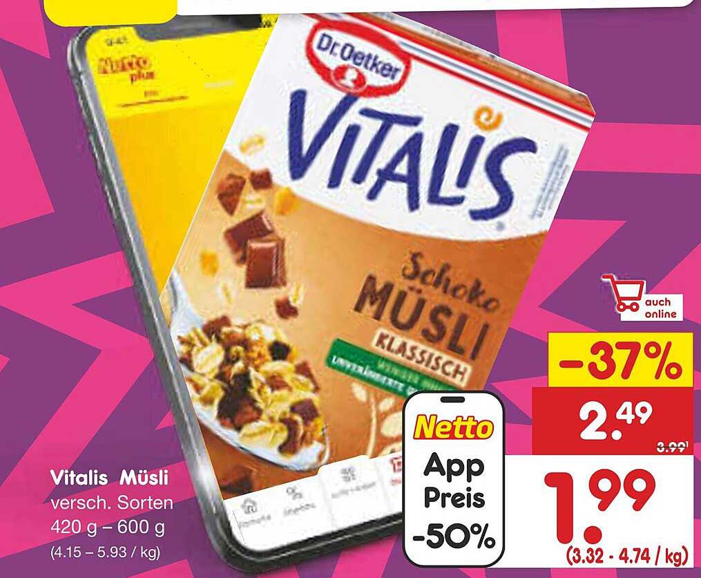Vitalis Müsli verschiedene Sorten 420 g - 600 g