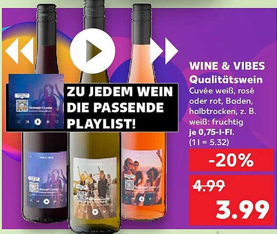 WINE & VIBES Qualitätswein – Cuvée weiß, rosé oder rot, halb trocken