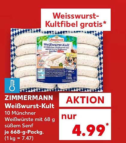 Zimmermann Weißwurst-Kult - 10 Münchner Weißwürste mit 68 g süßem Senf