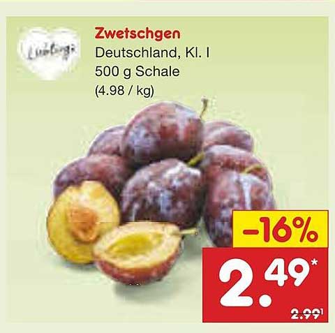 Zwetschgen, Deutschland, KI. I 500 g Schale