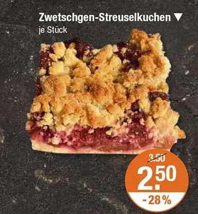 Zwetschgen-Streuselkuchen je Stück