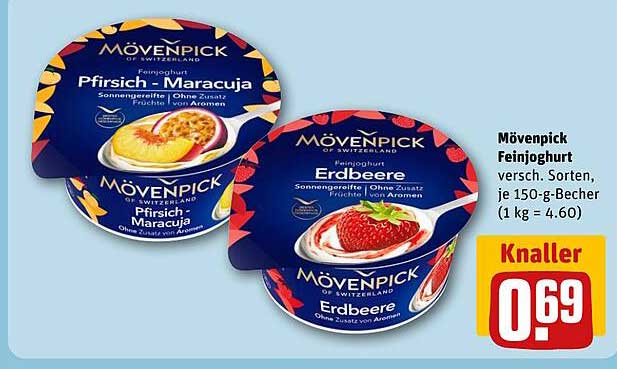 Mövenpick Feinjoghurt Pfirsich-Maracuja, Erdbeere