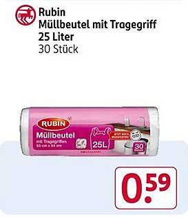 Rubin Müllbeutel mit Tragegriff 25 Liter 30 Stück