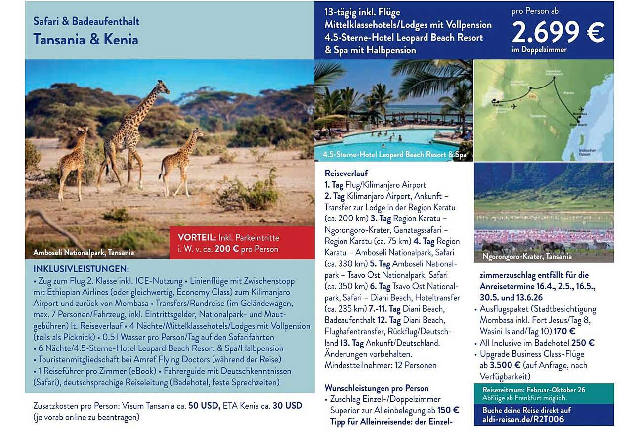 13-tägiger Safari & Badeaufenthalt in Tansania & Kenia