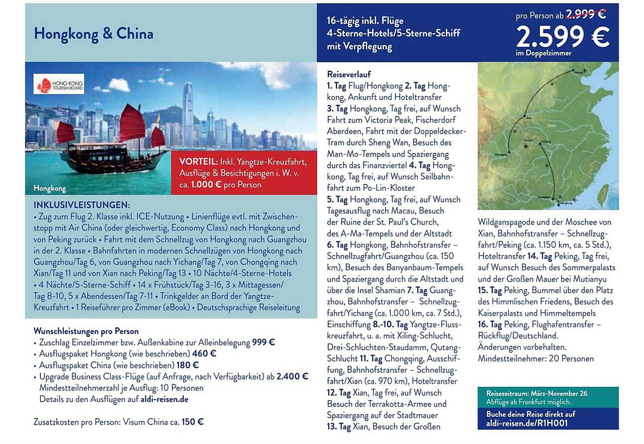 16-tägige Reise nach Hongkong & China inkl. Flüge, 4-Sterne-Hotels und 5-Sterne-Schiff mit Verpflegung
