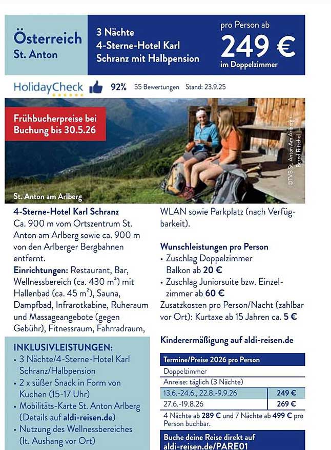 3 Nächte im 4-Sterne-Hotel Karl Schranz mit Halbpension in St. Anton