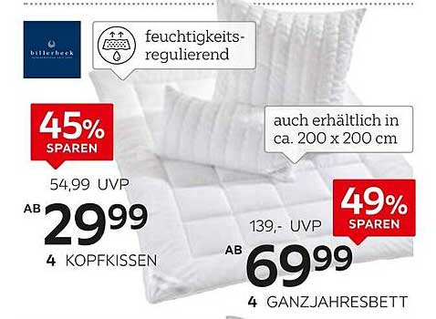 4 Kopfkissen - feuchtigkeitsregulierend