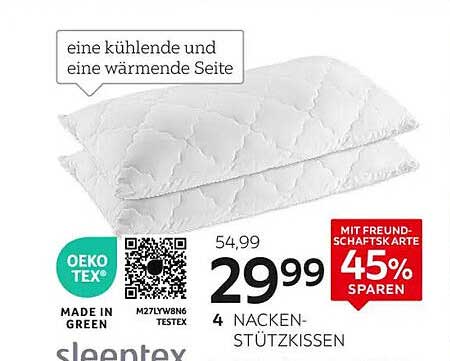 4 Nackenstützkissen von sleeptex – eine kühlende und eine wärmende Seite