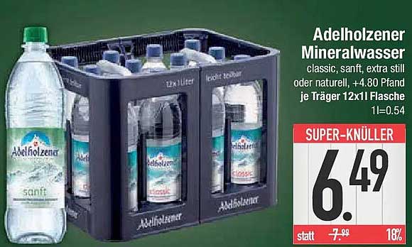 Adelholzer Mineralwasser 12x1L - classic, sanft, extra still oder natürlich