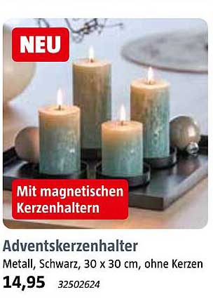 Adventskerzenhalter - Metall, Schwarz, 30 x 30 cm, ohne Kerzen