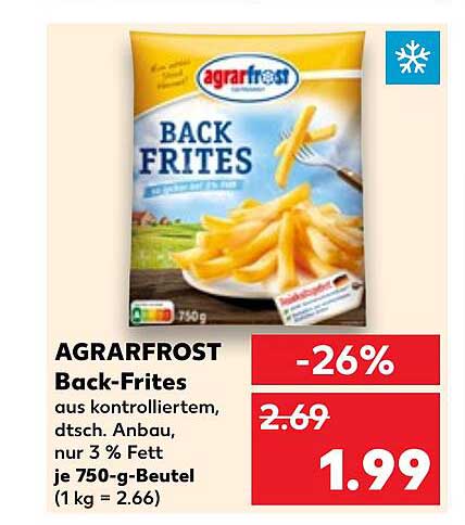 AGRARFROST Back-Frites 750 g für nur 1,99 €