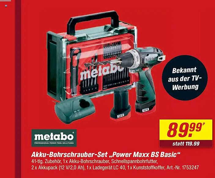 Akku-Bohrschrauber-Set „Power Maxx BS Basic“