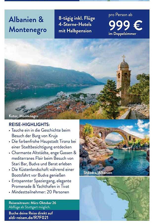 Albanien & Montenegro – 8-tägige Reise inkl. Flüge, 4-Sterne-Hotels mit Halbpension