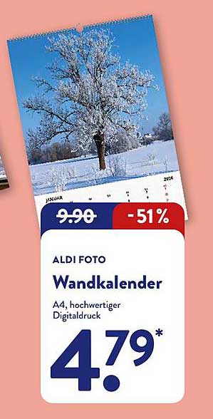 ALDI FOTO Wandkalender A4, hochwertiger Digitaldruck