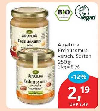Alnatura Erdnussmus verschiedene Sorten 250 g