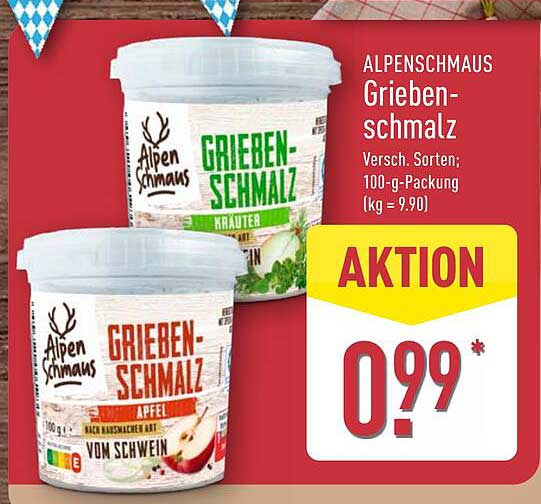 ALPENSCHMAUS Griebenschmalz – Verschiedene Sorten, 100-g-Packung