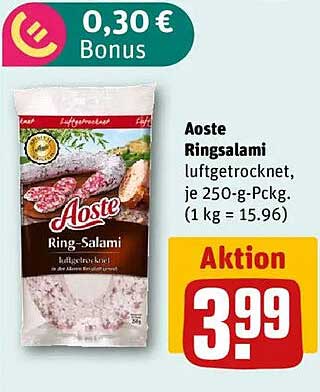 Aoste Ringsalami luftgetrocknet, je 250-g-Pckg.