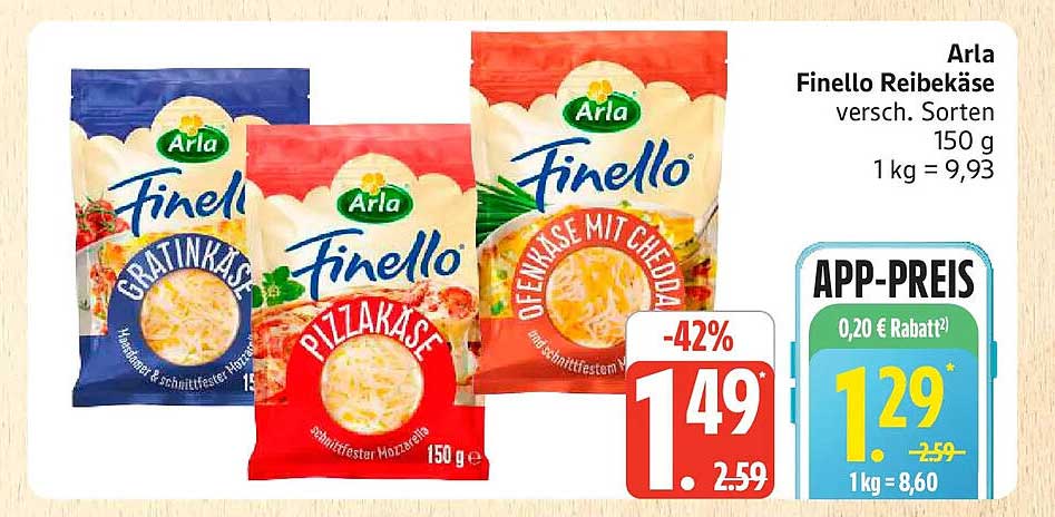 Arla Finello Reibekäse - verschiedene Sorten 150 g